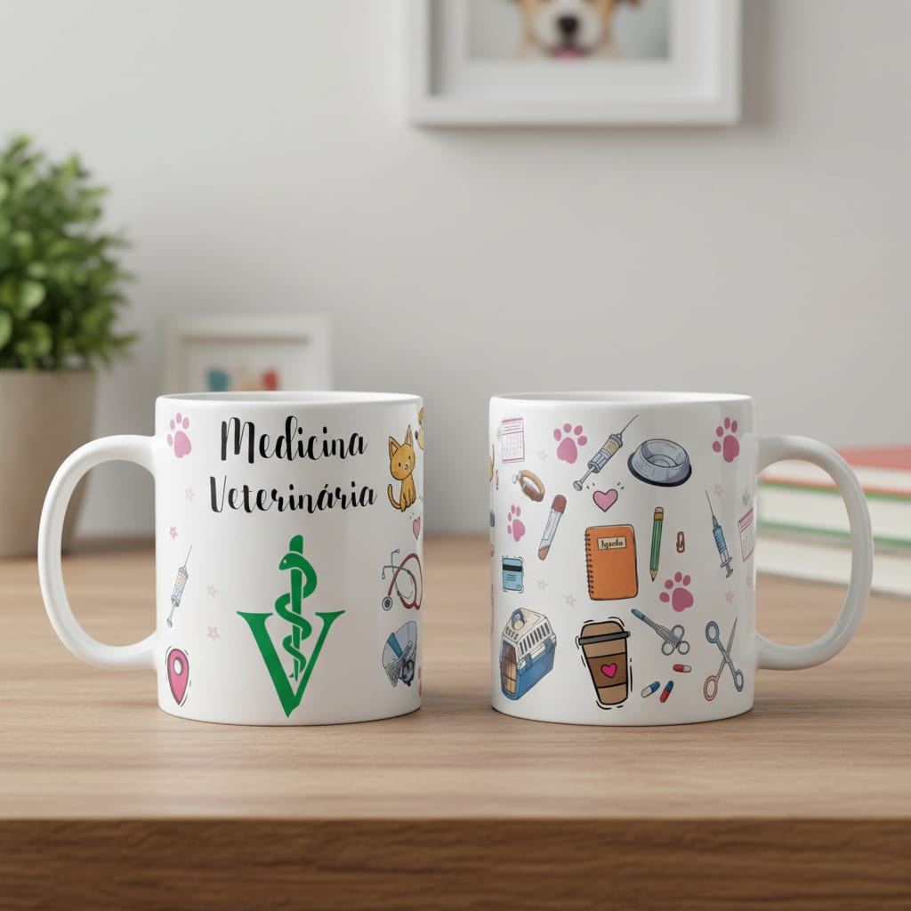 Caneca Profissão Presente Criativo Medicina Veterinária - Profissões (Veterinário(a))