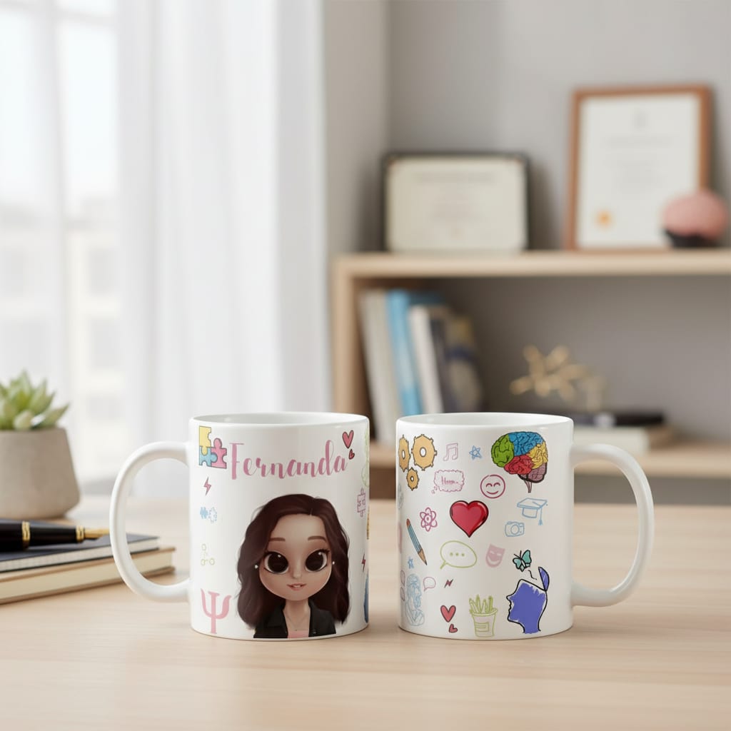Caneca Profissão Psicológia Presente para Psicólogos - Profissões (Psicólogo(a))