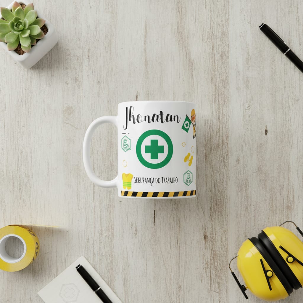 Caneca Profissão Segurança do Trabalho Presente Personalizada Com Nome