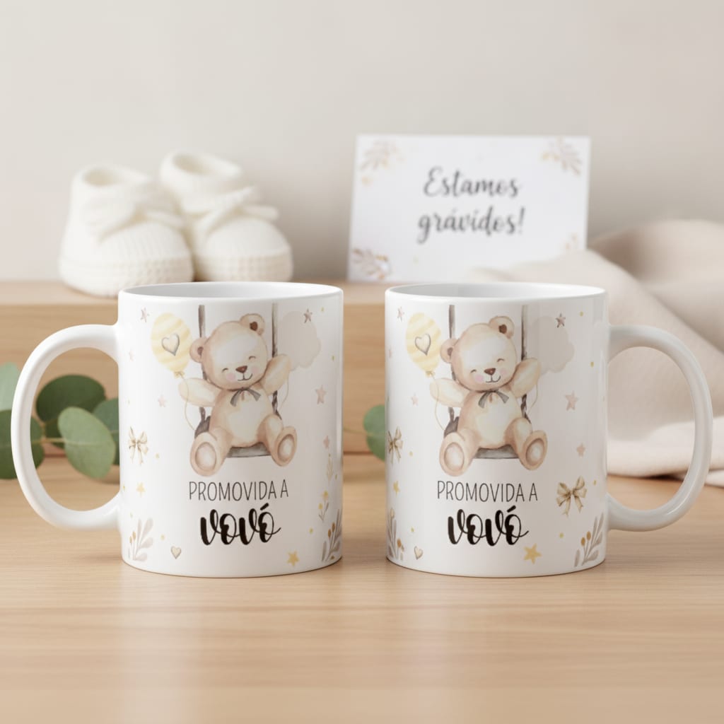 Caneca Promovida a Vovó Avó Surpresa Especial Familia - Anúncio de Gravidez (Avó/Vovó)