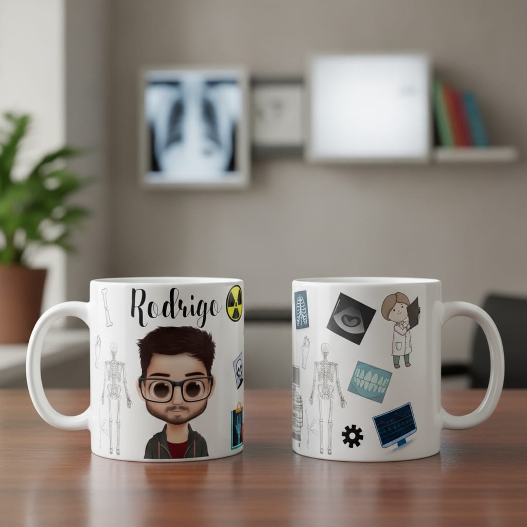Caneca Radiologia Raio-X Personalizada com Nome e Avatar - Profissões (Radiologia)