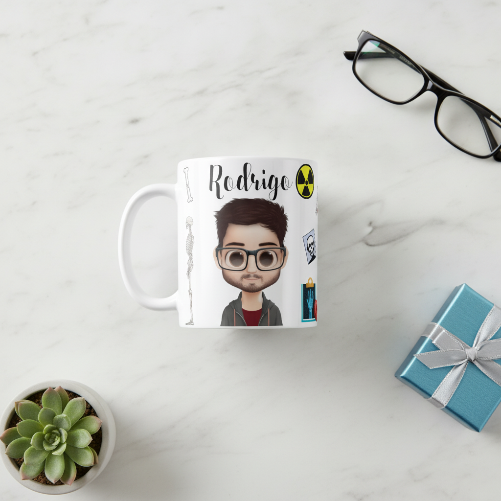 Caneca Radiologia Raio-X Personalizada com Nome e Avatar