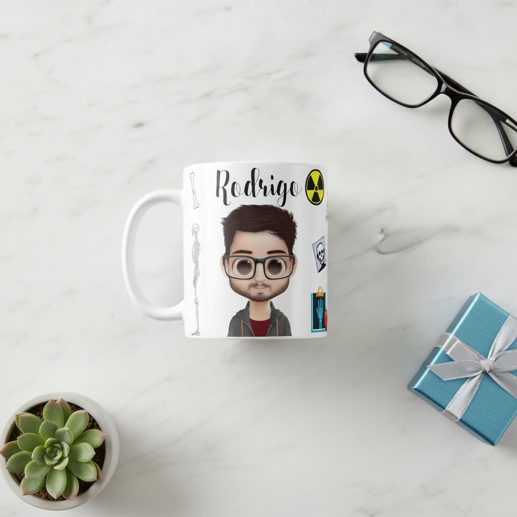 Caneca Radiologia Raio-X Personalizada com Nome e Avatar