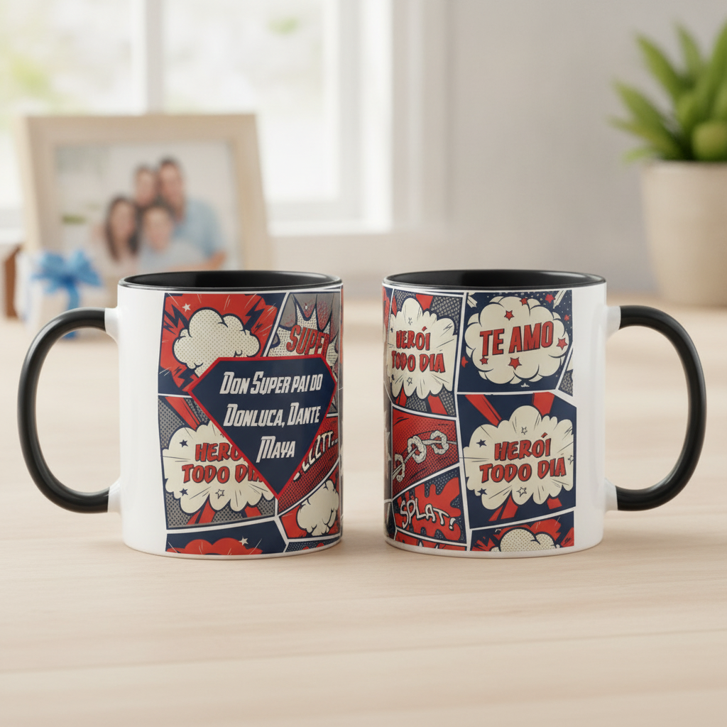 Caneca Super Pai Personalizada com Nome dos FIlhos - Família (Pai)