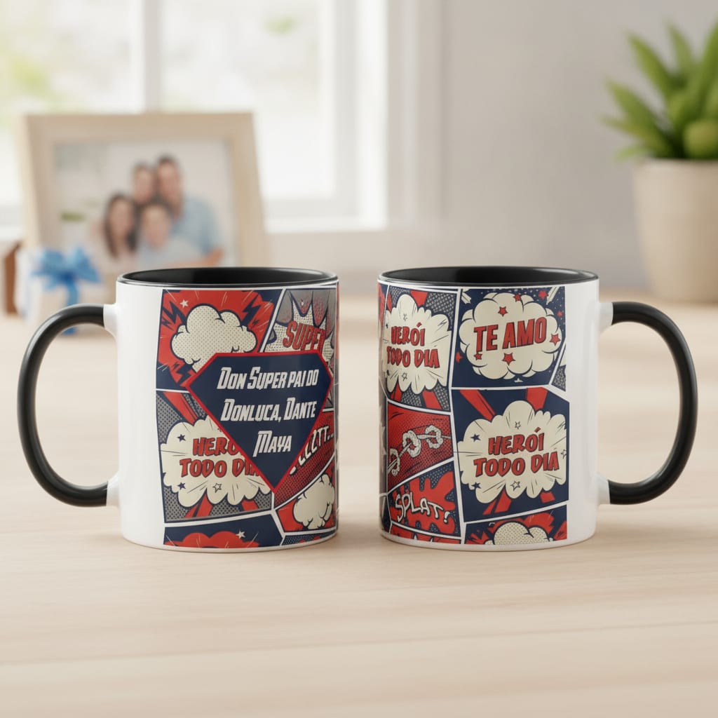Caneca Super Pai Personalizada com Nome dos FIlhos - Família (Pai)