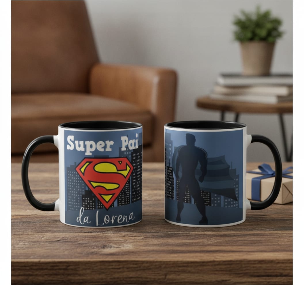 Caneca Super Pai Presente Criativo Super Herói Papai - Família (Pai)
