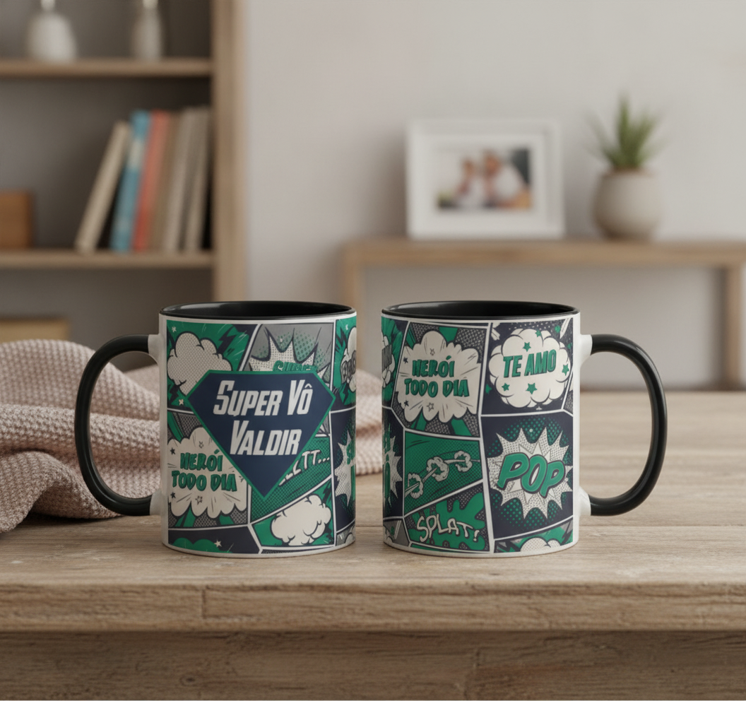 Caneca Super Vô Presente Especial Super Herói Vovô Vô - Família (Vovô/Avô)
