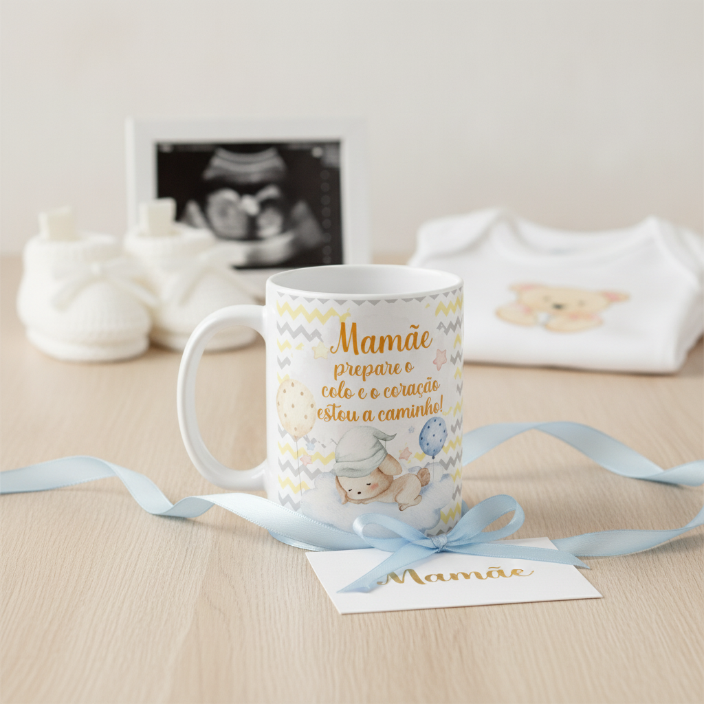 Caneca Surpresa de Gravidez Grávida Mamãe Estou a Caminho