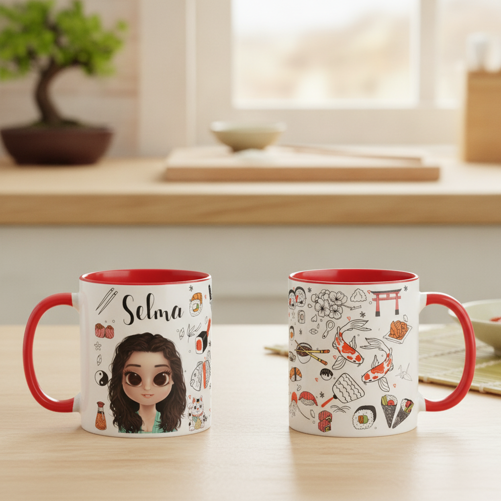 Caneca Sushi Comida Japonesa Personalizada com Avatar - Outros (Culinária)