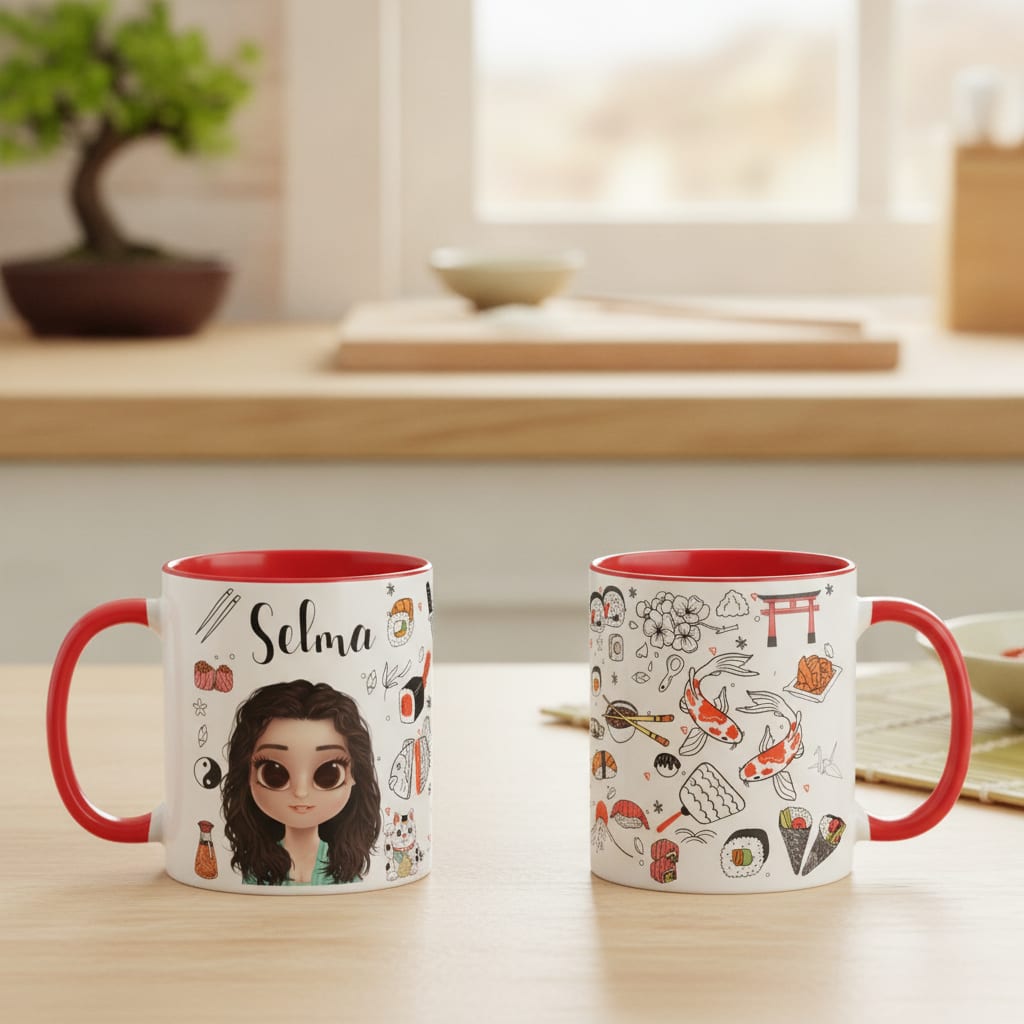 Caneca Sushi Comida Japonesa Personalizada com Avatar