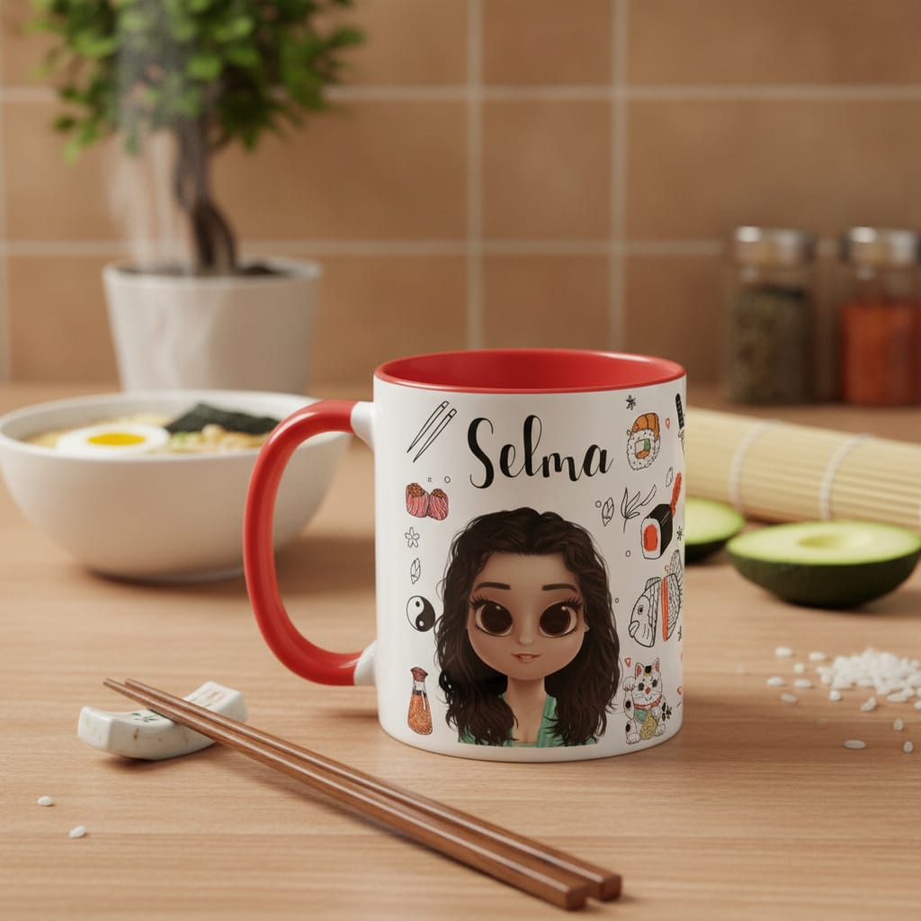 Caneca Sushi Comida Japonesa Personalizada com Avatar