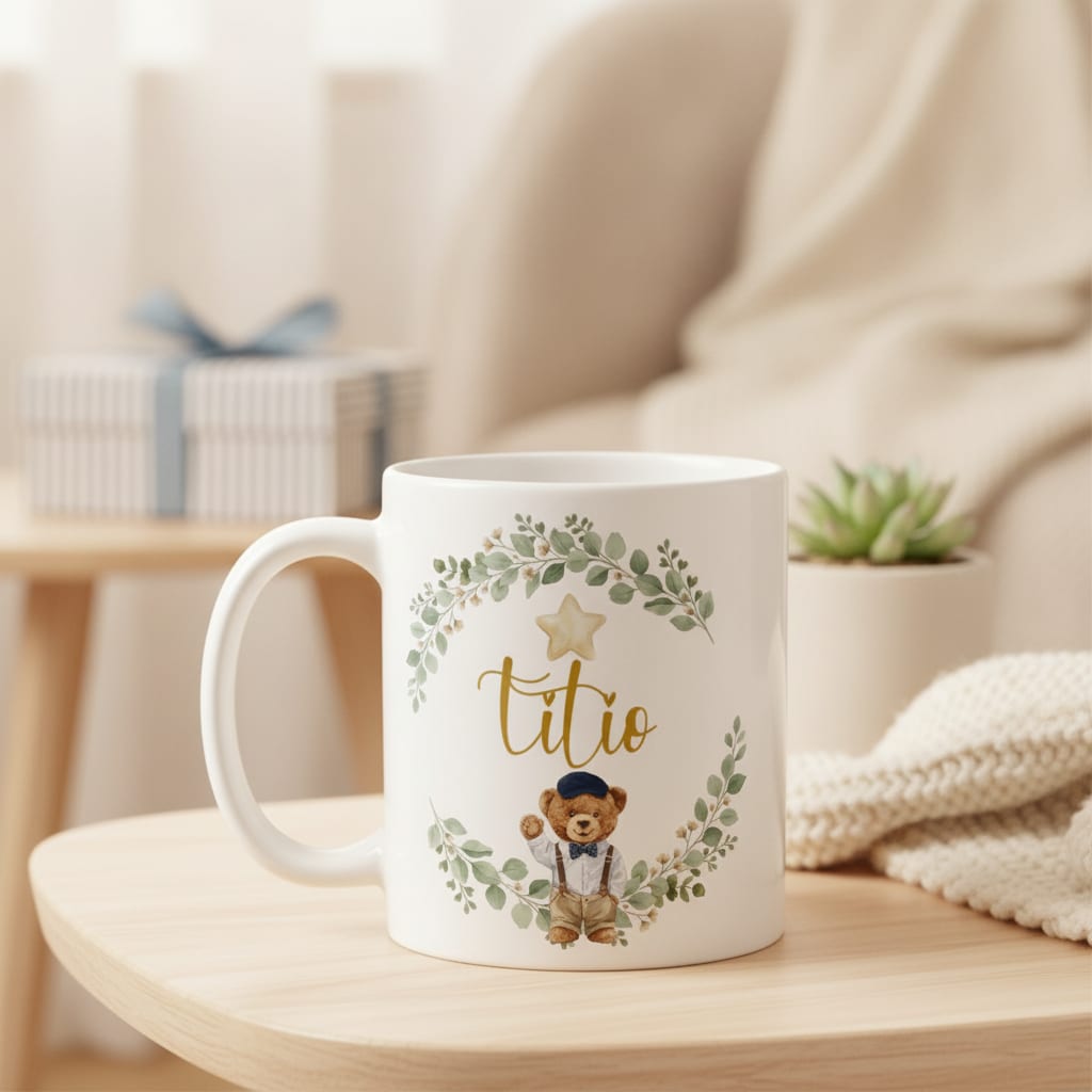 Caneca Titio Urso Príncipe Presente Família Cerâmica