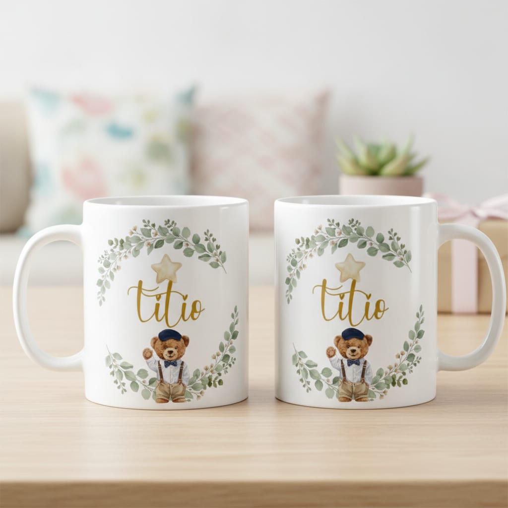 Caneca Titio Urso Príncipe Presente Família Cerâmica - Família (Tio)