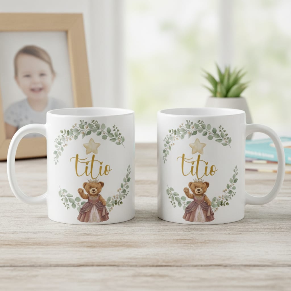 Caneca Ursa Princesa Tio Presente Família Pronta Entrega - Família (Tio)