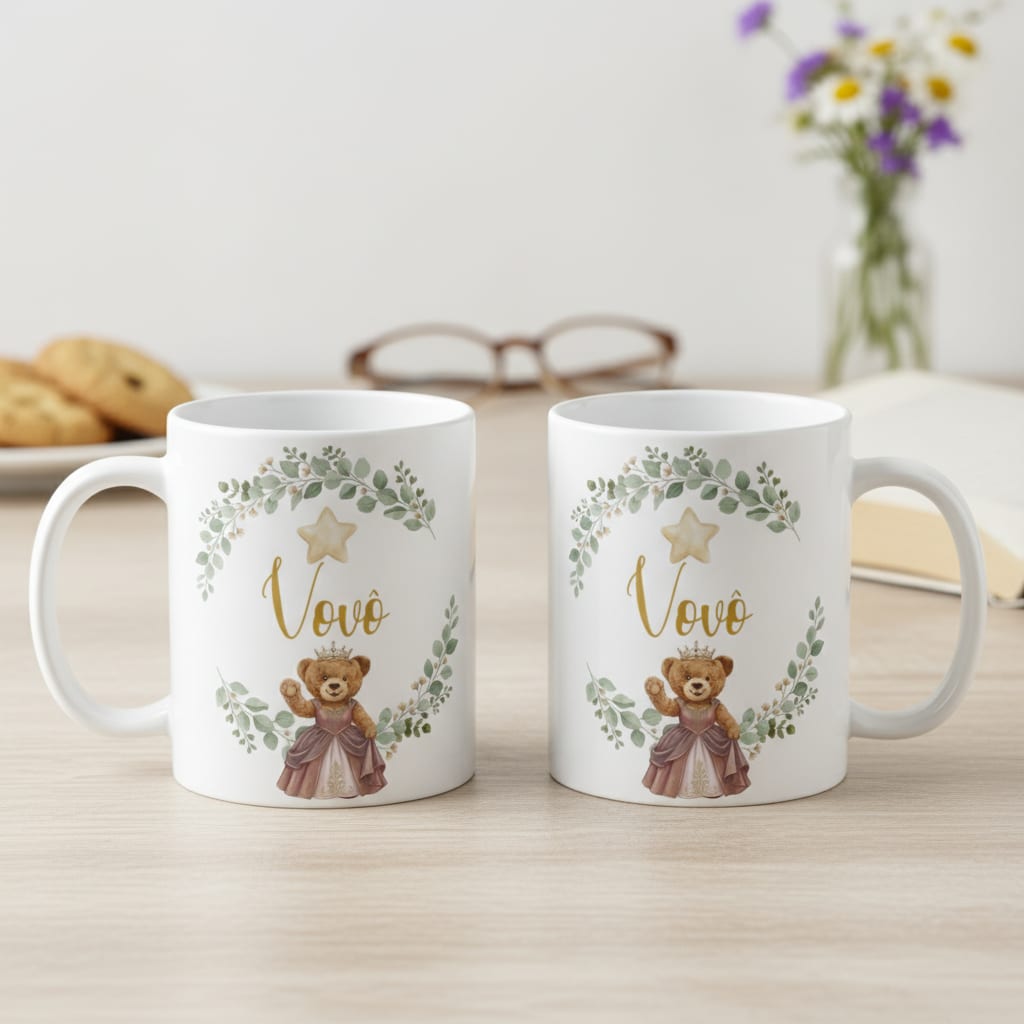 Caneca Ursa Princesa Avô Presente Família Pronta Entrega - Família (Avô)