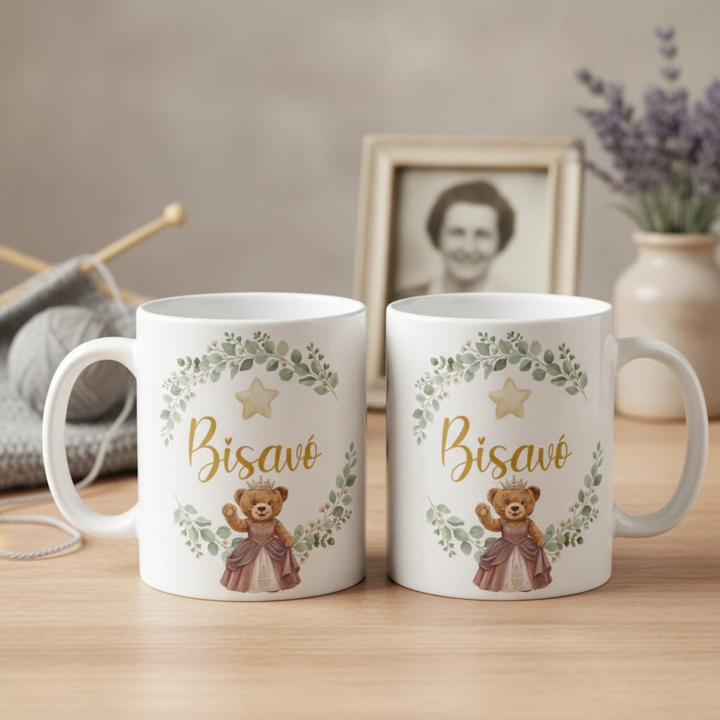Caneca Ursa Princesa Bisavó Presente Dia das Mães Família Pronta Entrega - Família (Bisavó)