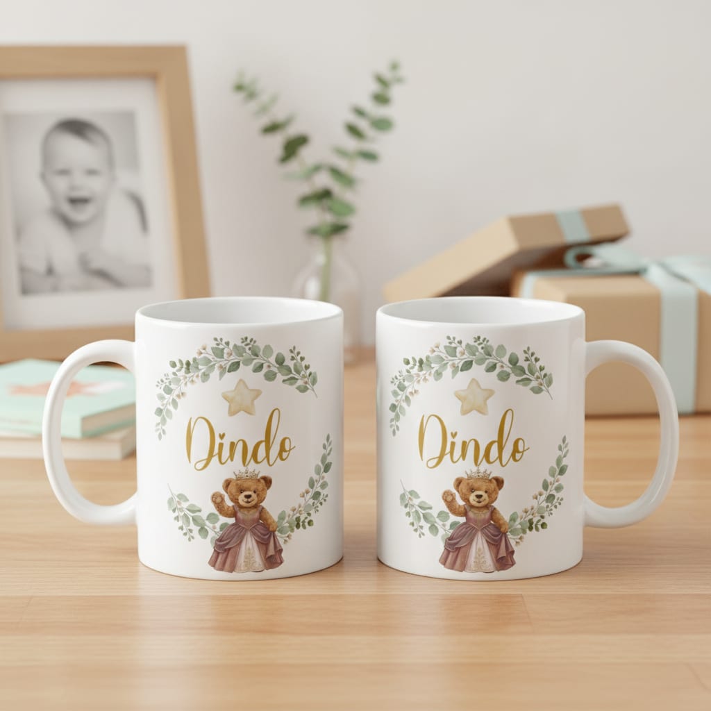 Caneca Ursa Princesa Padrinho Presente Família Pronta Entrega - Família (Padrinho)