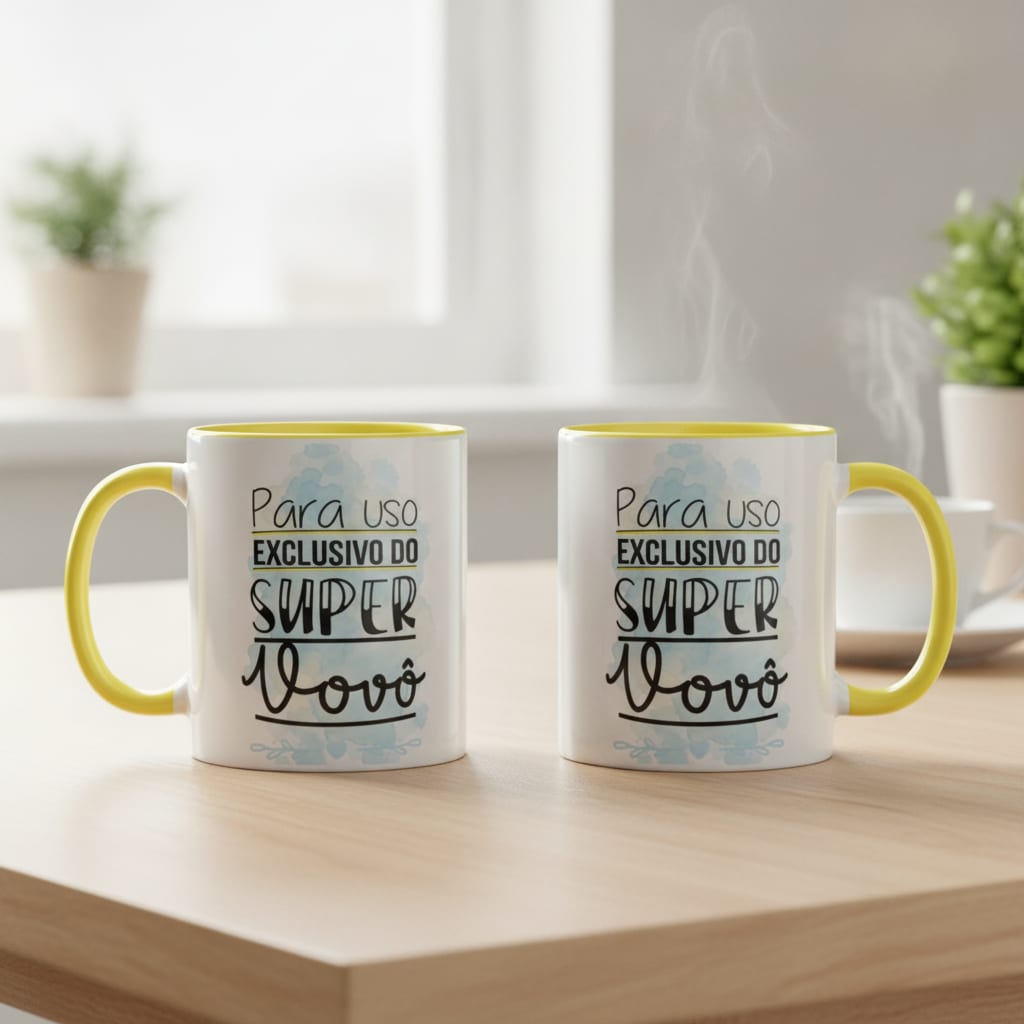 Caneca Avô Amarela Pronta Entrega Presente Família Uso Exclusivo - Família (Avô)