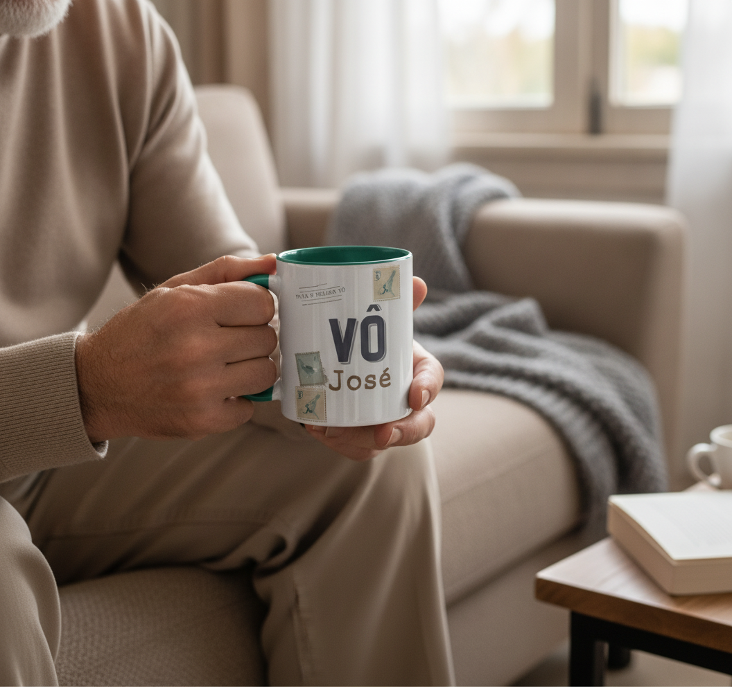 Caneca Vô Personalizada Presente Avô com Mensagem e Nomes