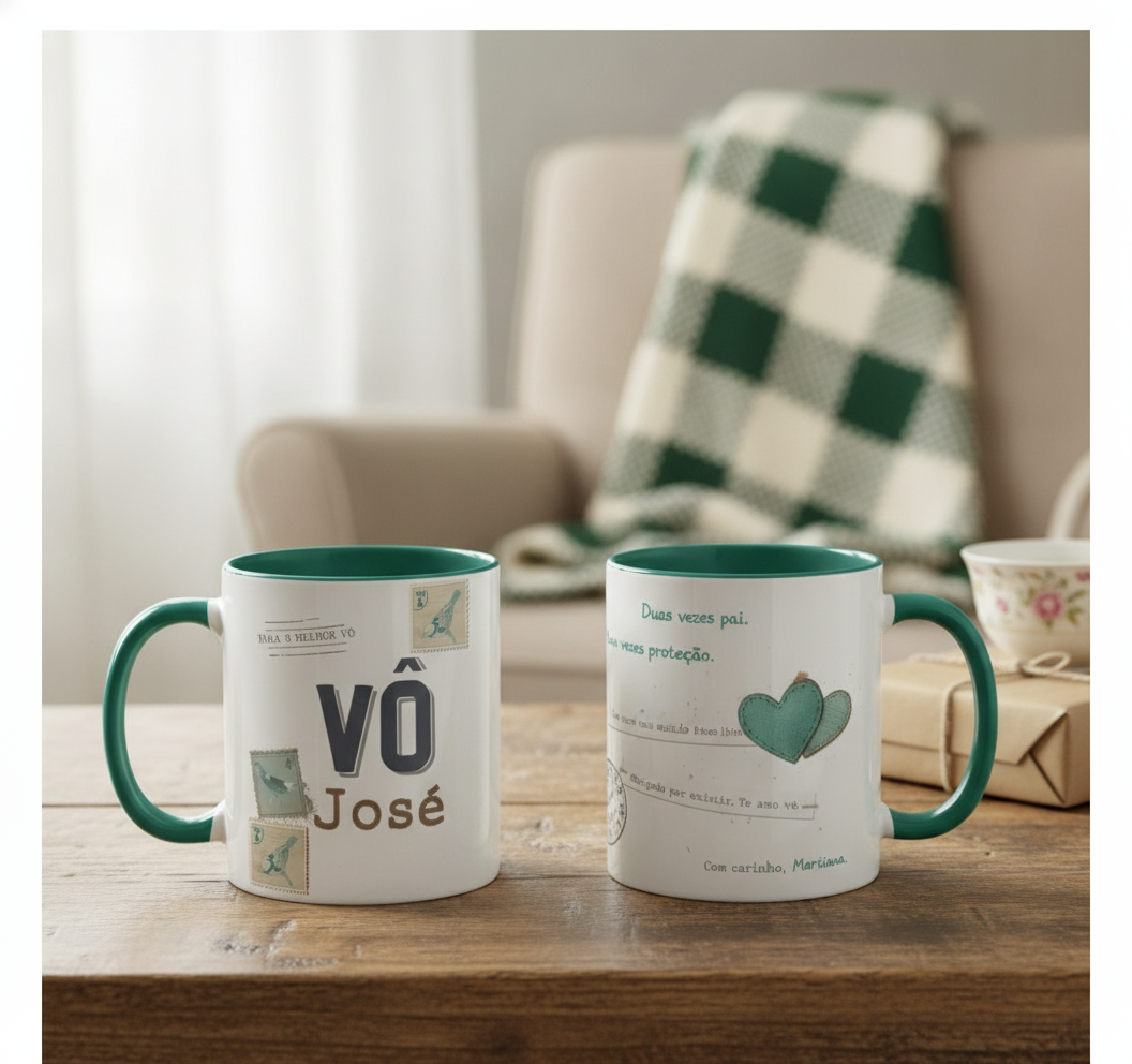 Caneca Vô Personalizada Presente Avô com Mensagem e Nomes - Família (Avô)