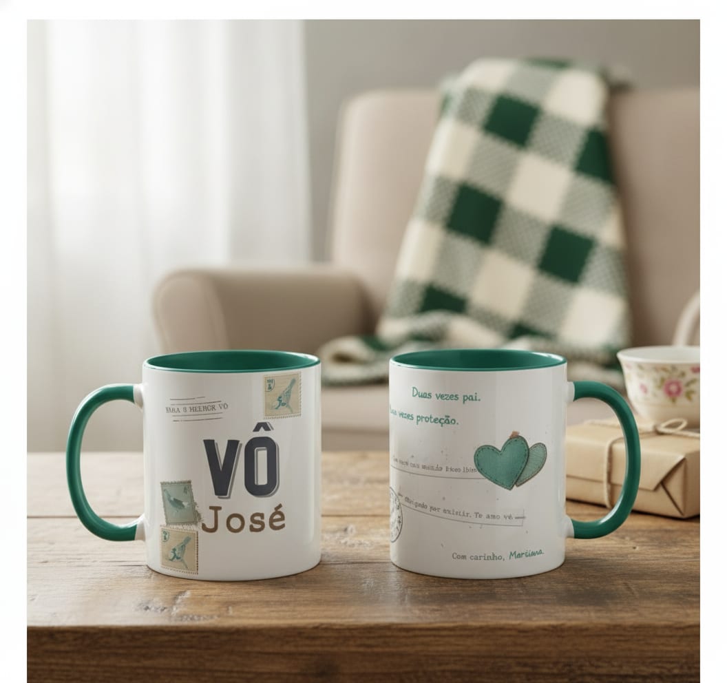 Caneca Vô Personalizada Presente Avô com Mensagem e Nomes - Família (Avô)