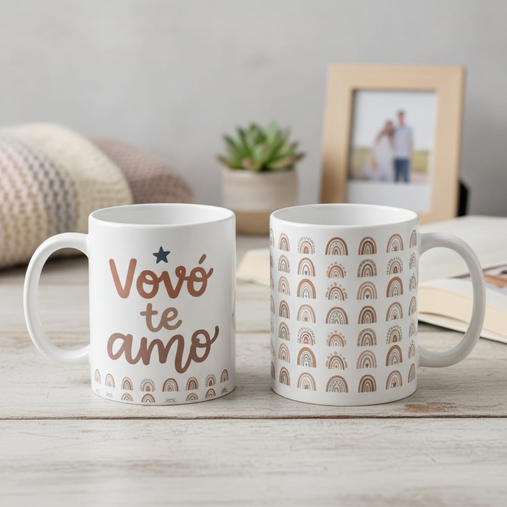 Caneca Vovó Te Amo Presente Dia Das Avós Boho Pronta Entrega - Família (Avó)