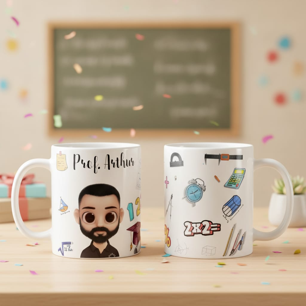 Caneca Personalizada Professor Matemática Avatar Dia dos Professores 👨‍🏫 - Dia dos Professores (Matemática)