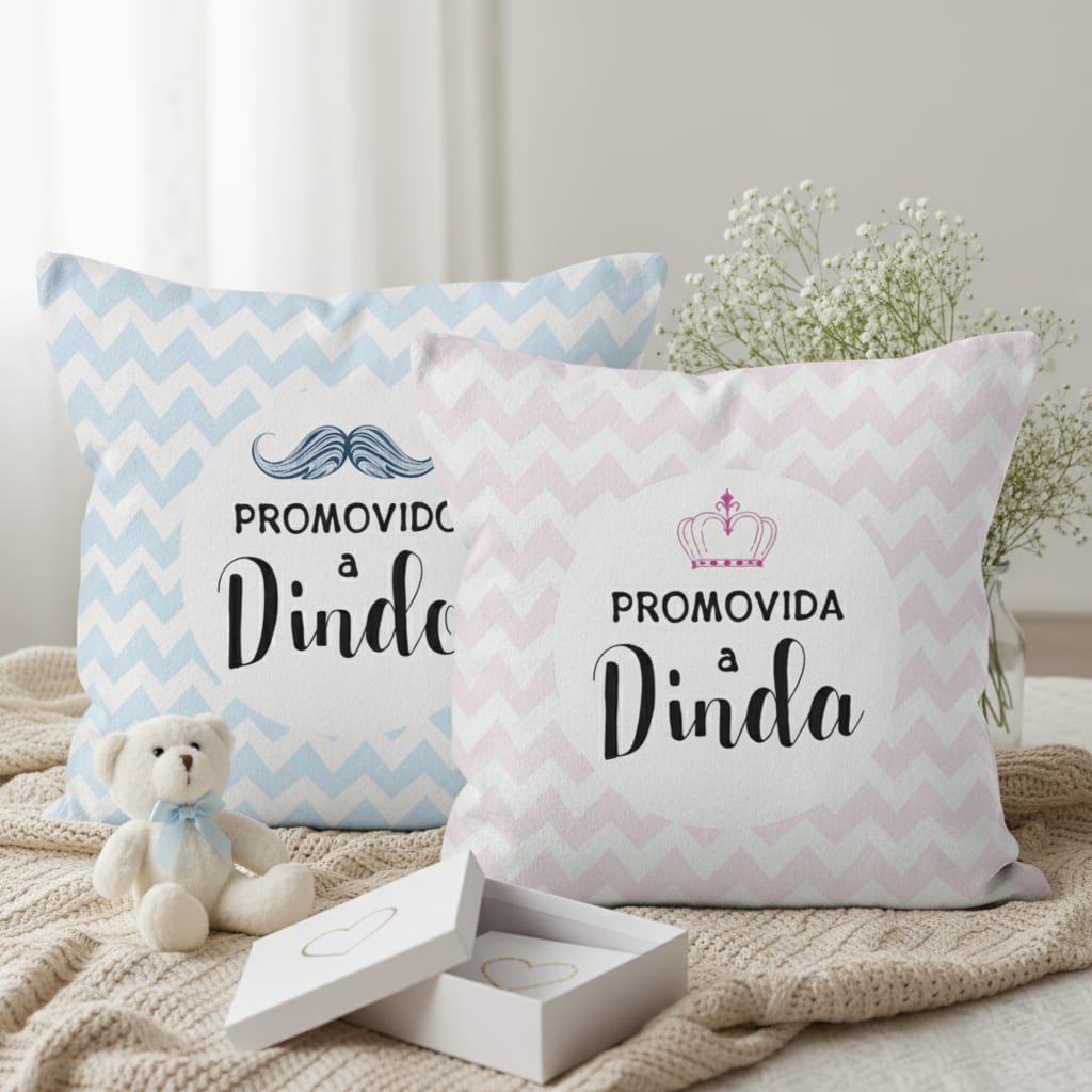 Conjunto 2 Almofadas Batizado Convite para Padrinhos - Batizado (Padrinho)