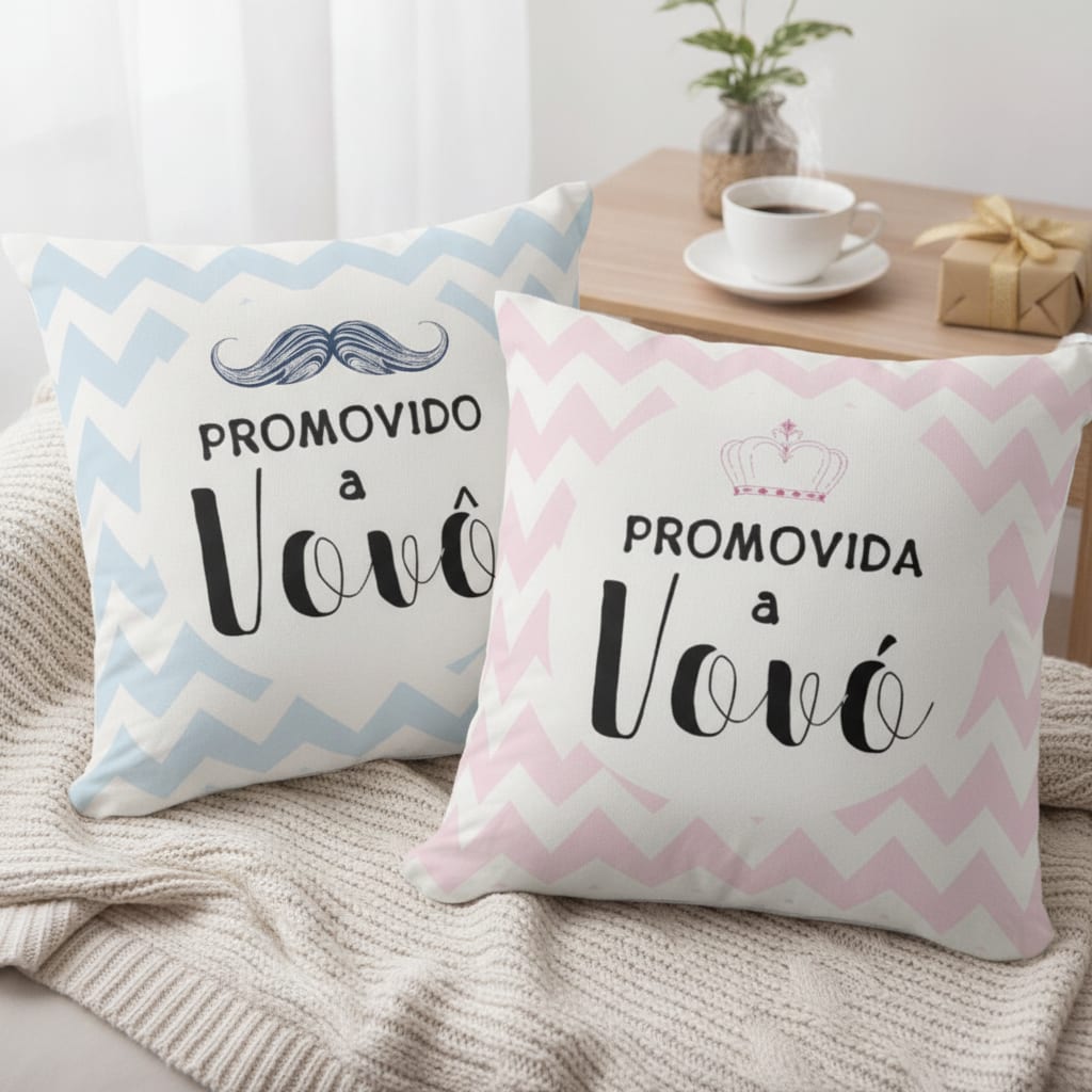 Conjunto 2 Almofadas Decorativas para Vovó e Vovô - Família (Avó/Avô)