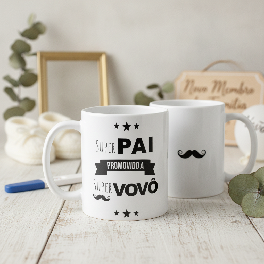 Conjunto 2 Canecas Anúncio de Gravidez Promovidos a Avós