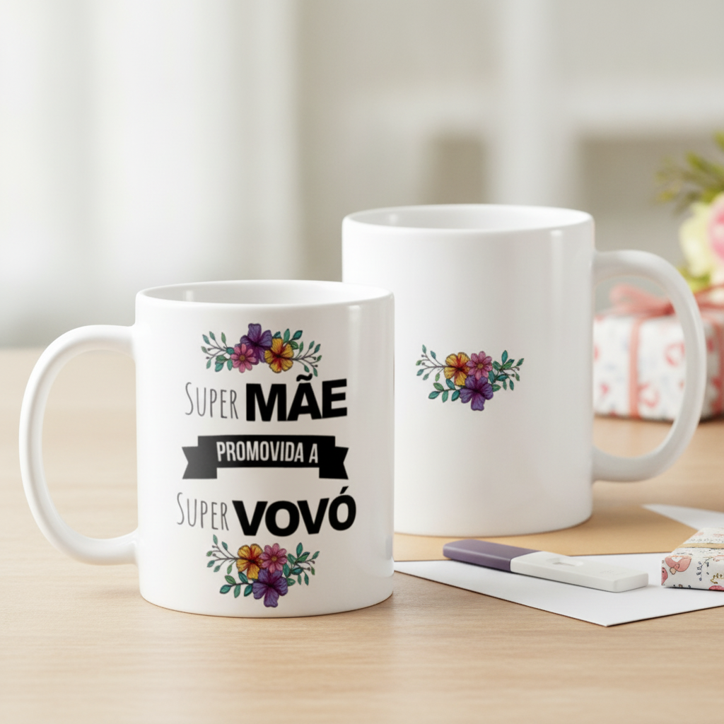 Conjunto 2 Canecas Anúncio de Gravidez Promovidos a Avós