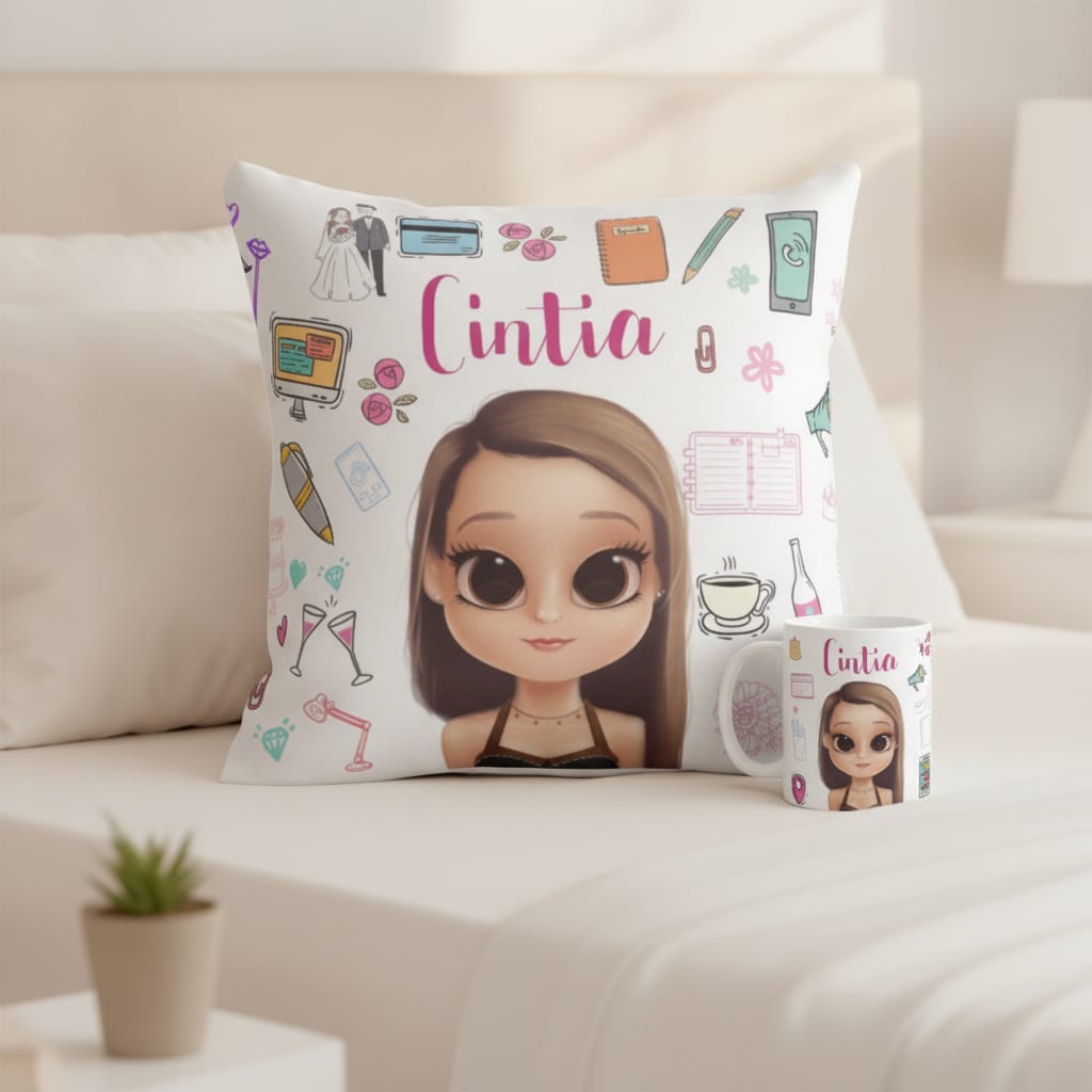 Conjunto Almofada Decorativa Caneca Para Cerimonialista Branco Profissão - Outros (Corporativo)