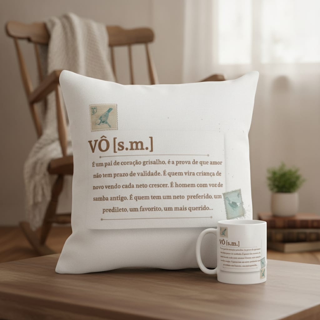 Conjunto Almofada Decorativa e Caneca Avô Vovô Significado - Família (Avô)