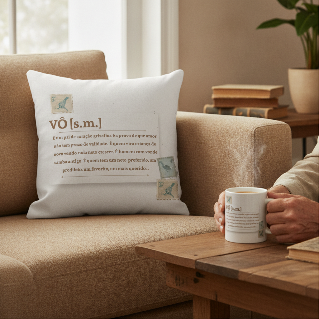 Conjunto Almofada Decorativa e Caneca Avô Vovô Significado