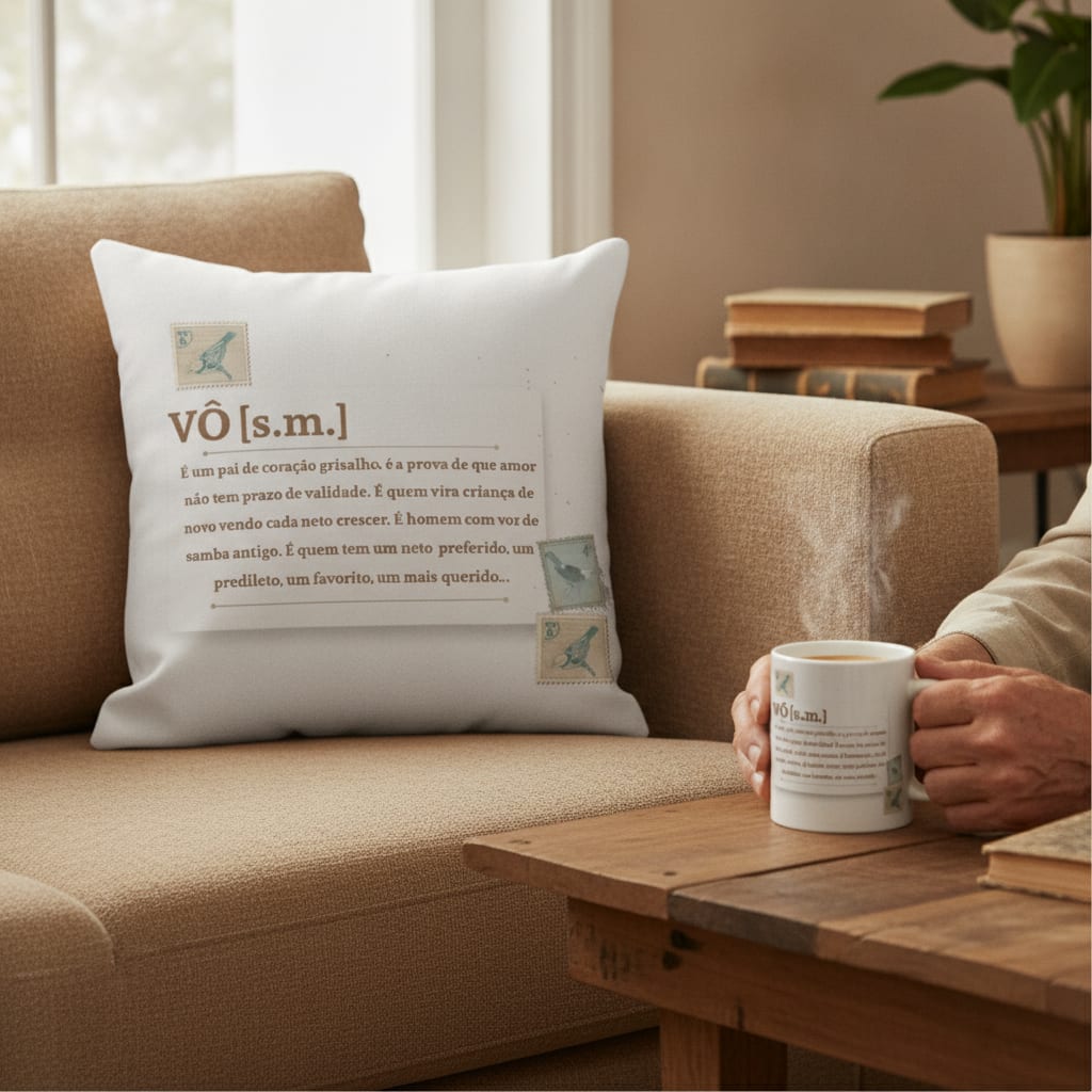 Conjunto Almofada Decorativa e Caneca Avô Vovô Significado