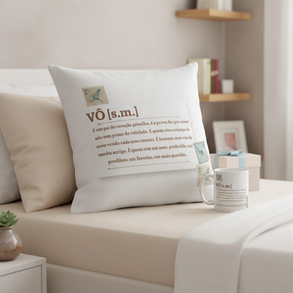 Conjunto Almofada Decorativa e Caneca Avô Vovô Significado