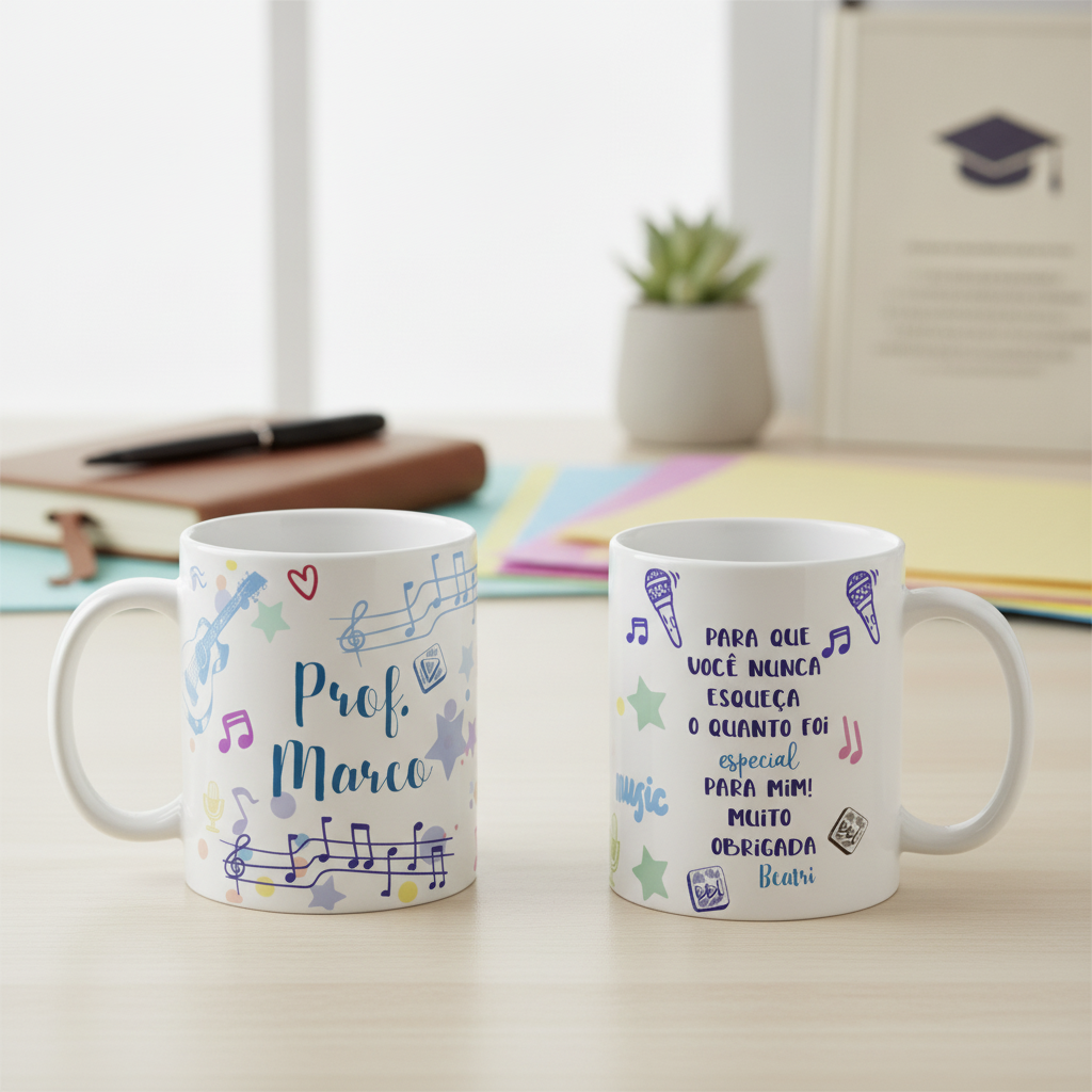 Conjunto Almofada Decorativa e Caneca Personalizada Musico