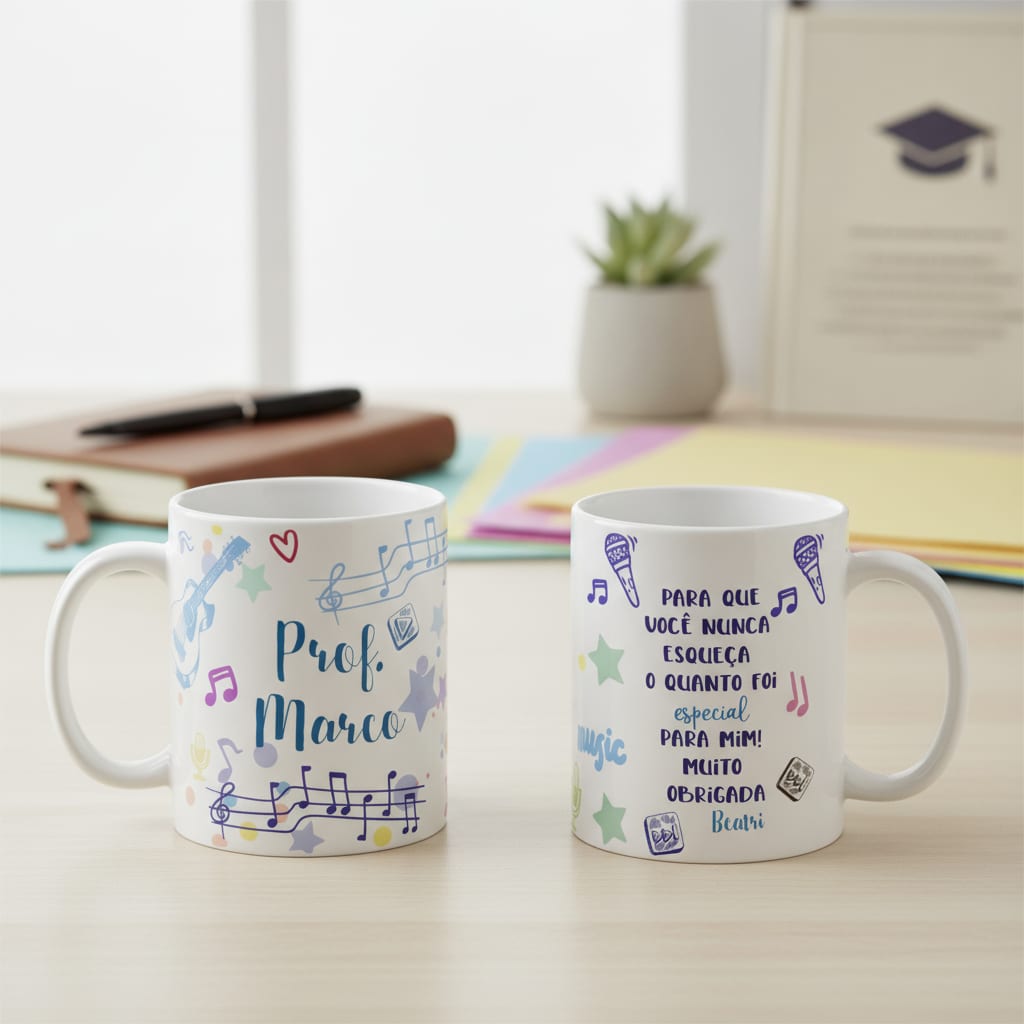 Conjunto Almofada Decorativa e Caneca Personalizada Musico