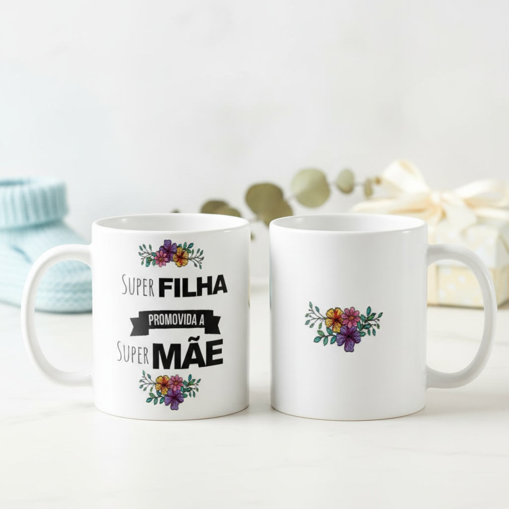 Conjunto Canecas Anúncio de Gravidez Promovidos a Pai e Mãe
