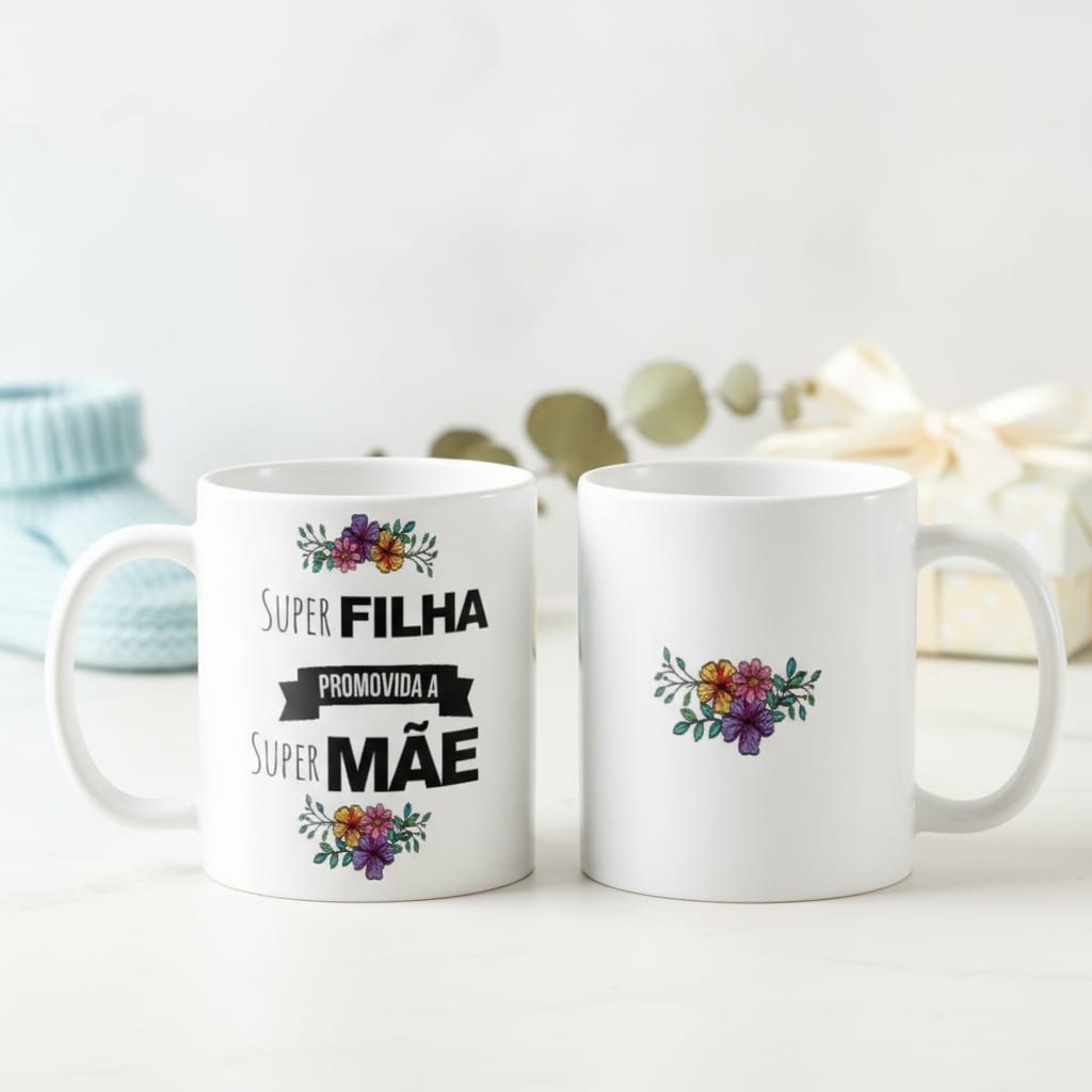 Conjunto Canecas Anúncio de Gravidez Promovidos a Pai e Mãe