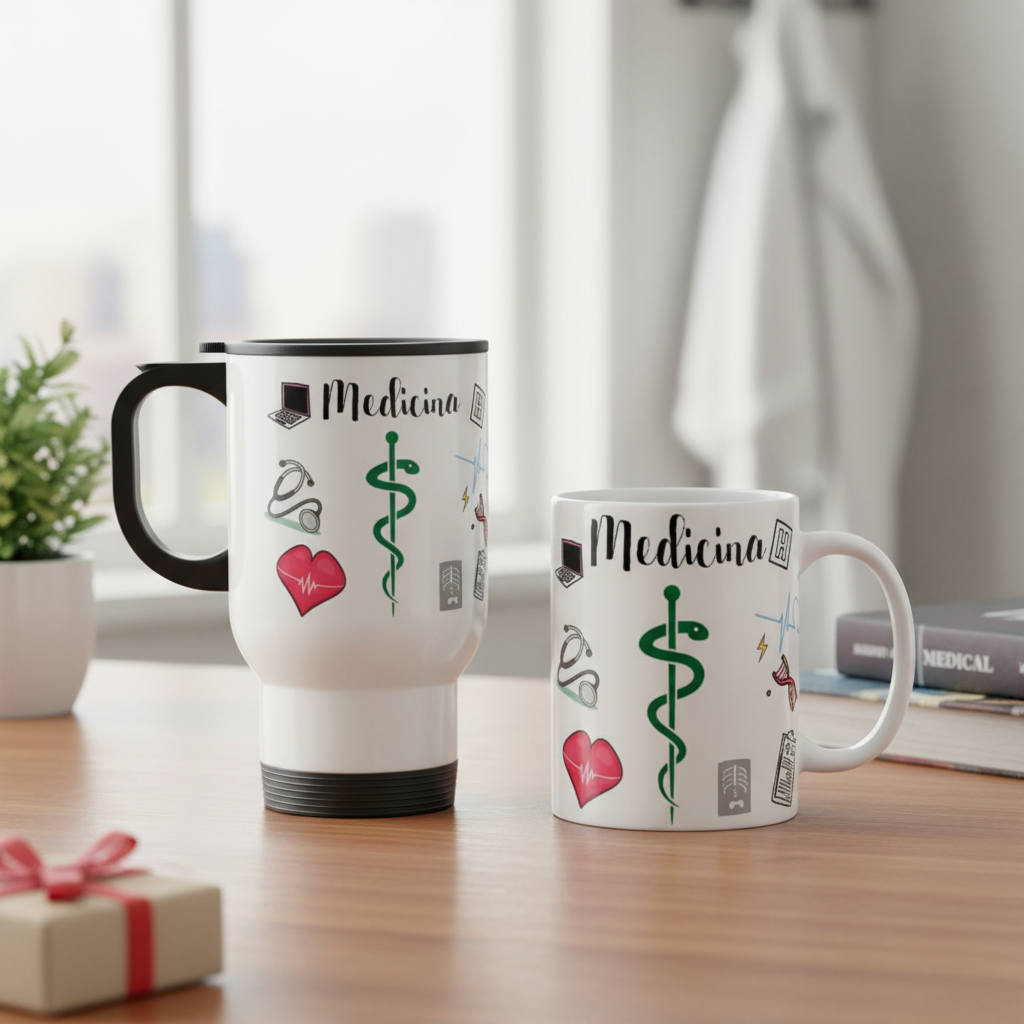 Conjunto Copo Térmico e Caneca Personalizada Medicina
