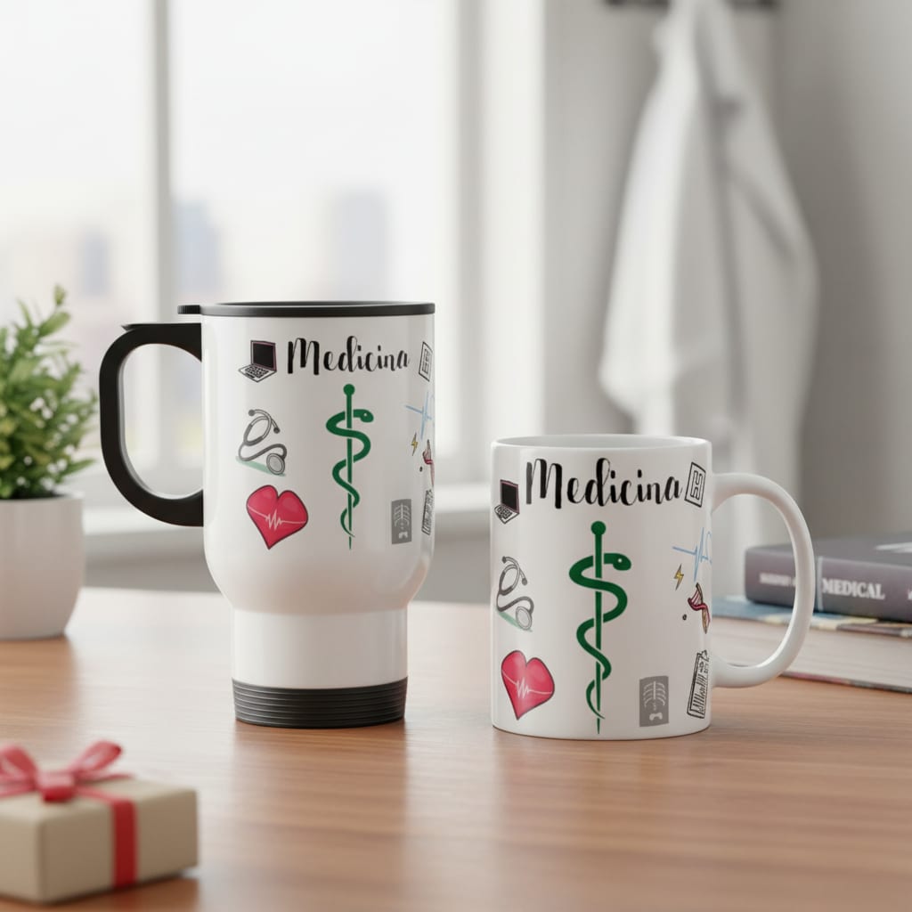 Conjunto Copo Térmico e Caneca Personalizada Medicina