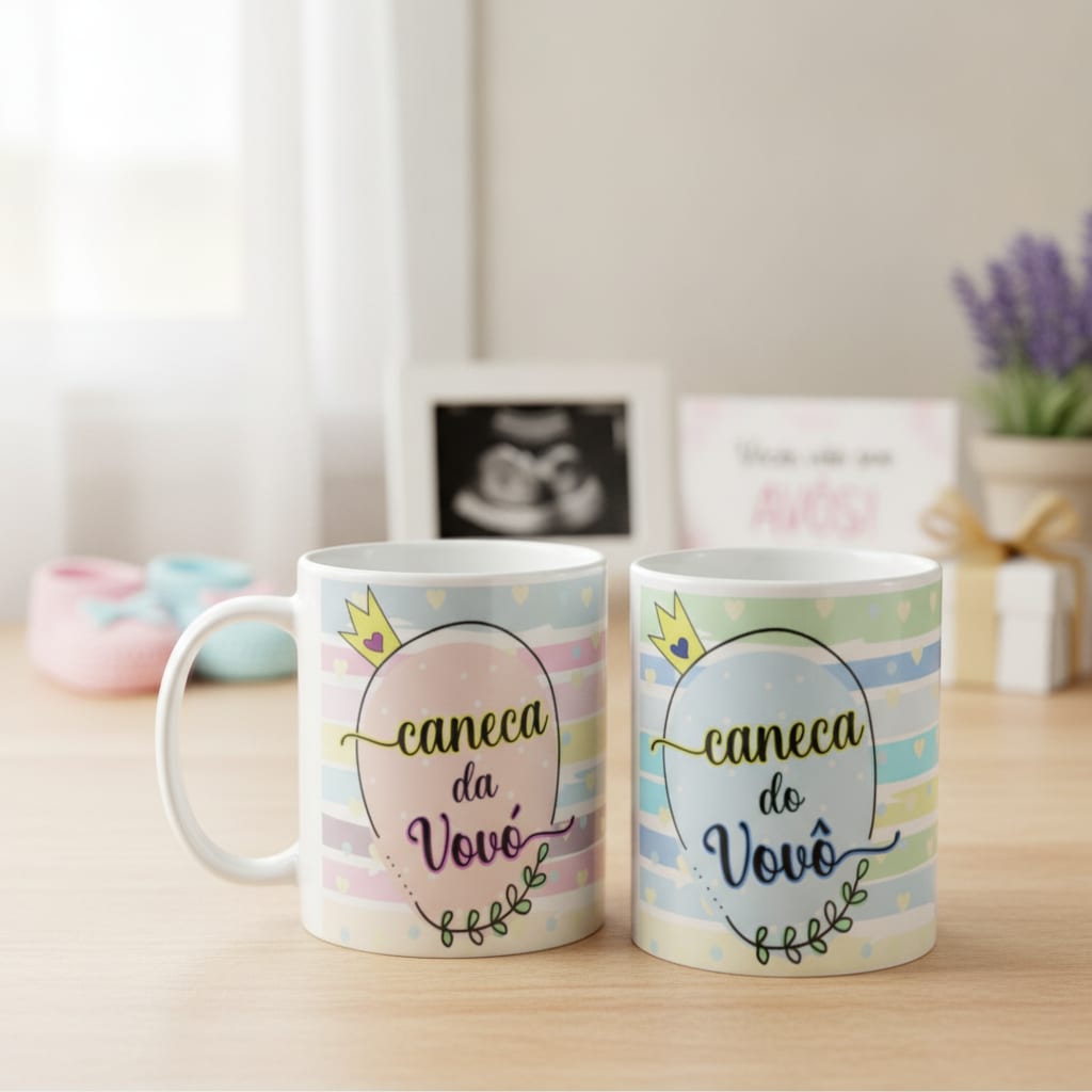 Conjunto de 2 Canecas Gravidez de Presentes para Vovô e Vovó - Anúncio de Gravidez (Avó e Avô)