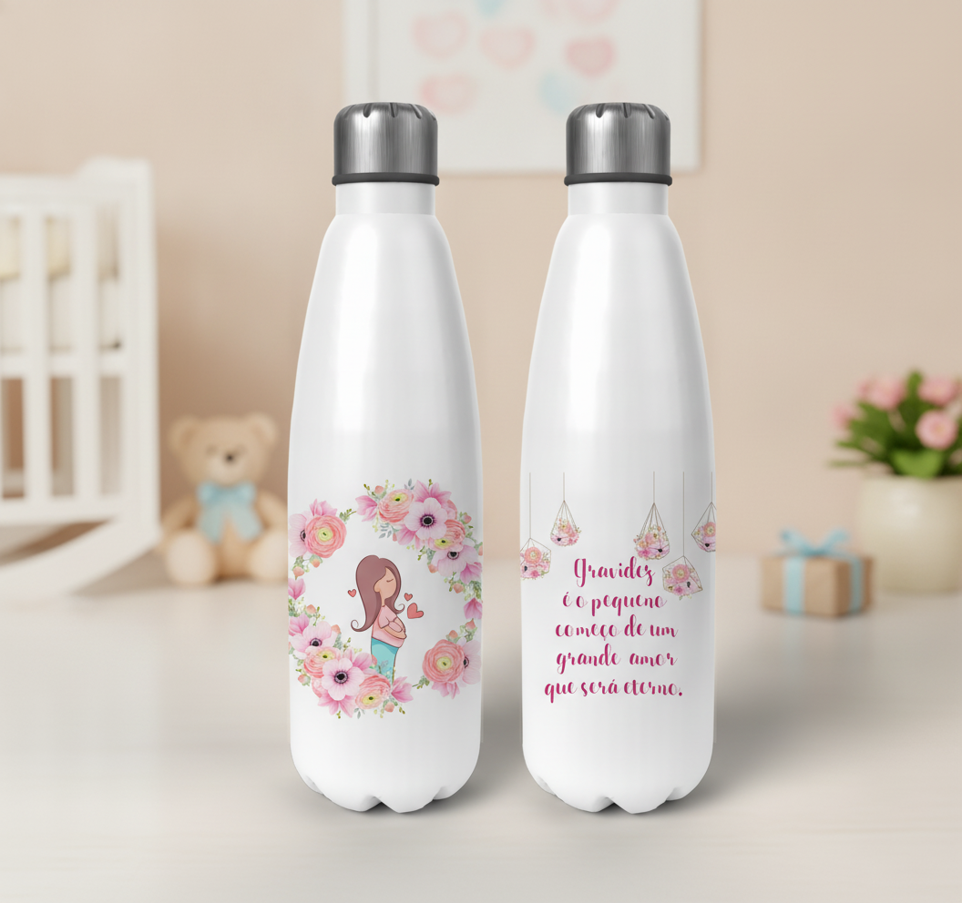 Conjunto Garrafa Térmica e Caneca Grávida Melhor Mãe
