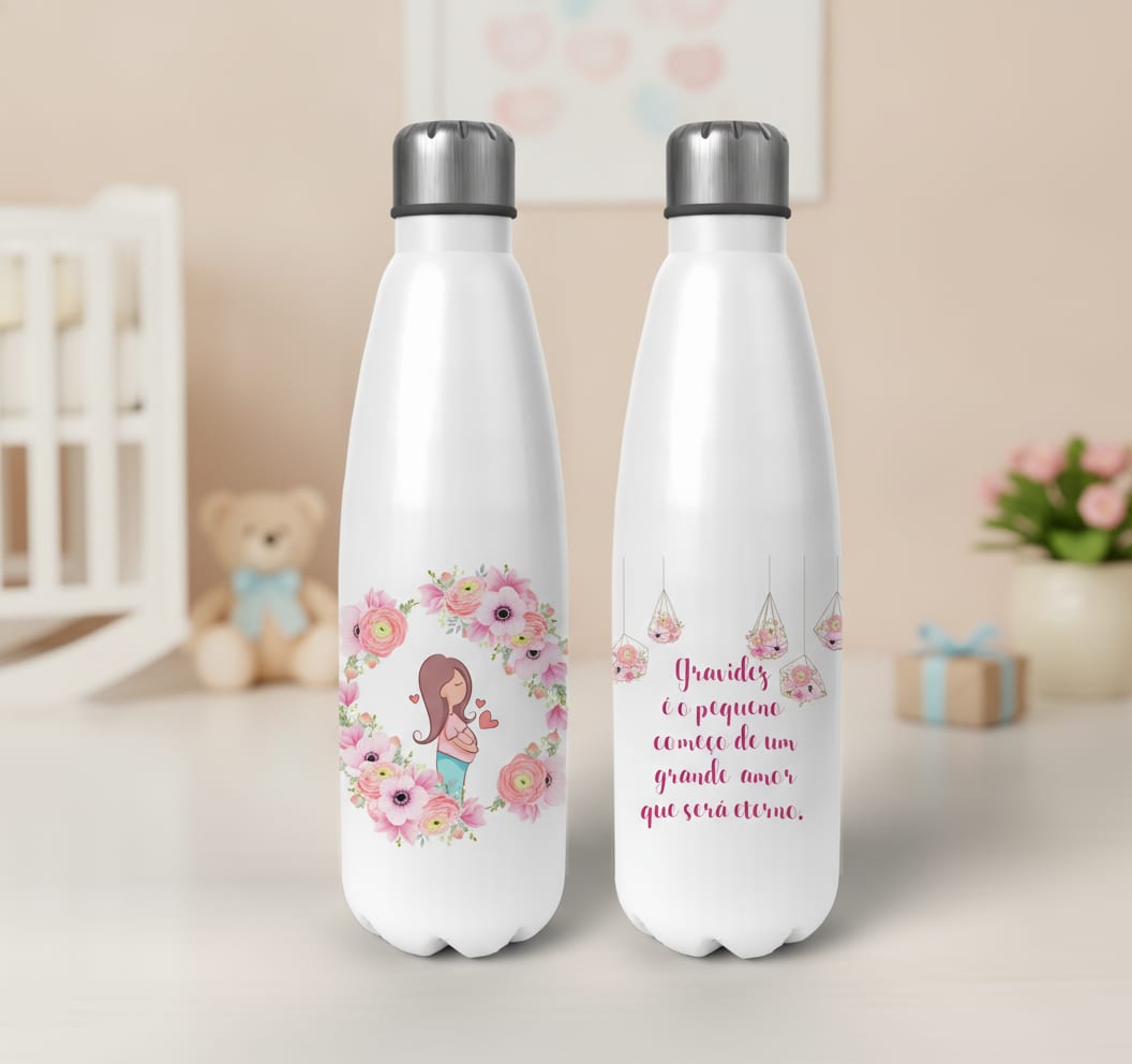 Conjunto Garrafa Térmica e Caneca Grávida Melhor Mãe