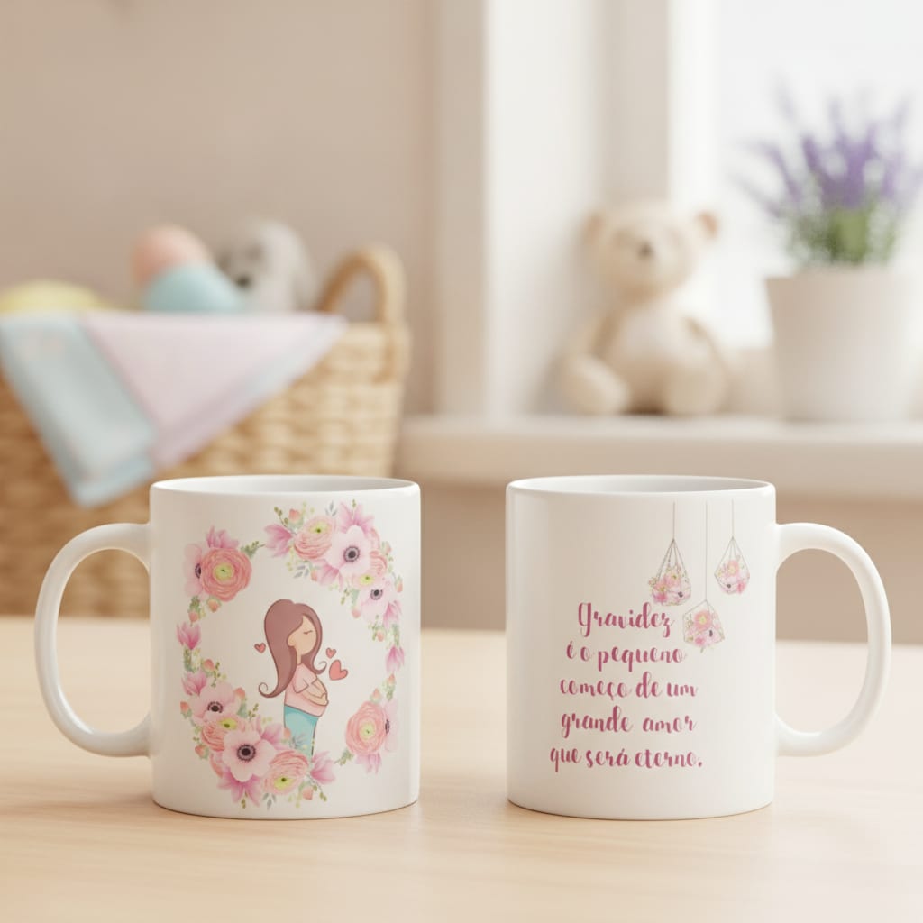 Conjunto Garrafa Térmica e Caneca Grávida Melhor Mãe
