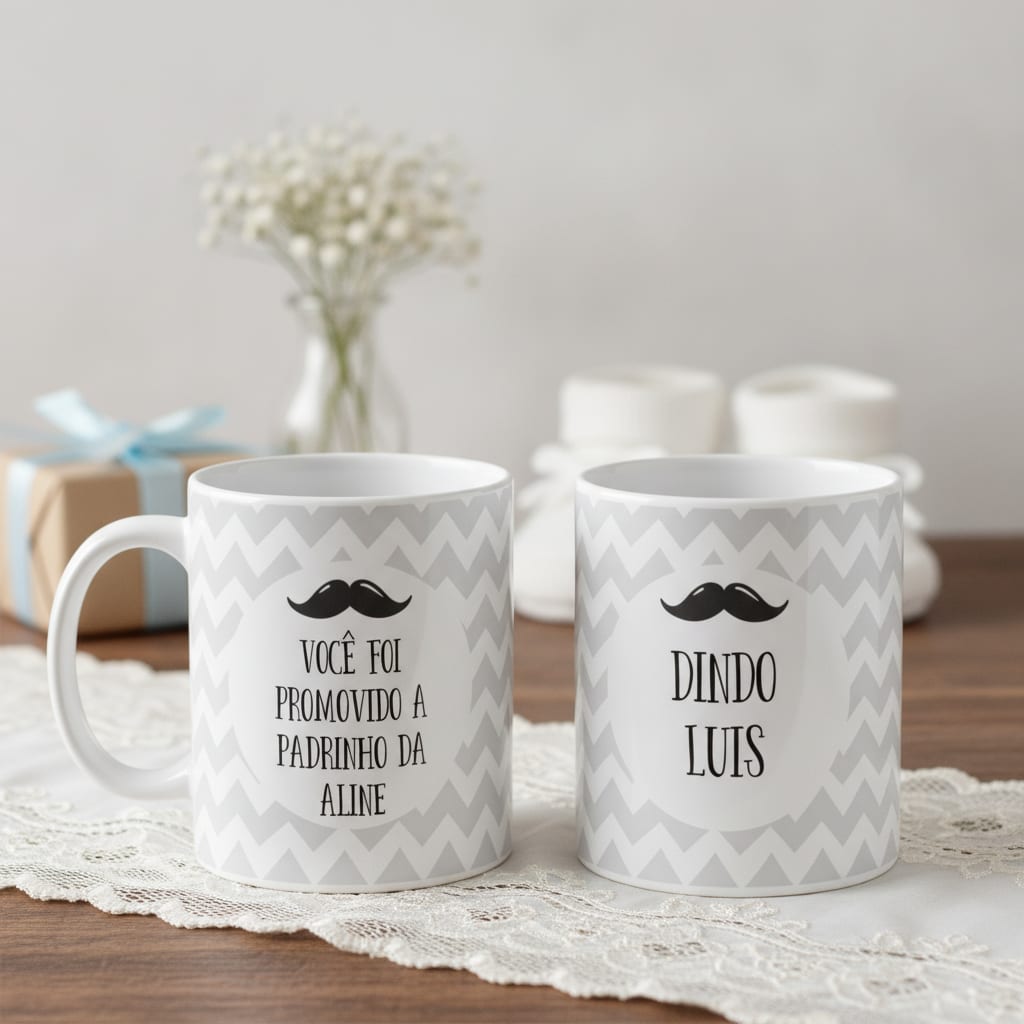 Conjunto Personalizado para Padrinhos de Batizado com Nomes