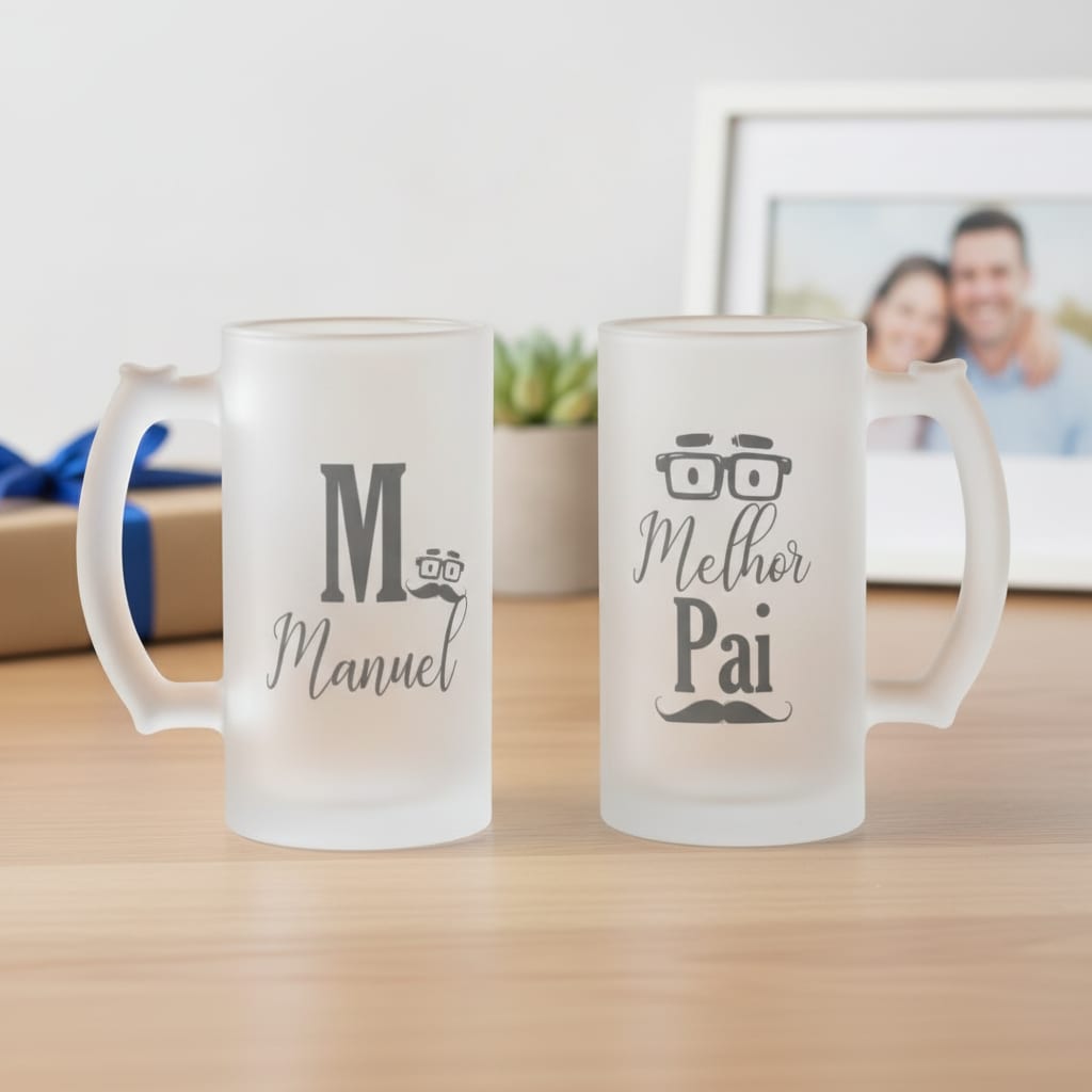 Copo Cerveja 475ml Presente Masculino com Nome Melhor Pai - Família (Pai)