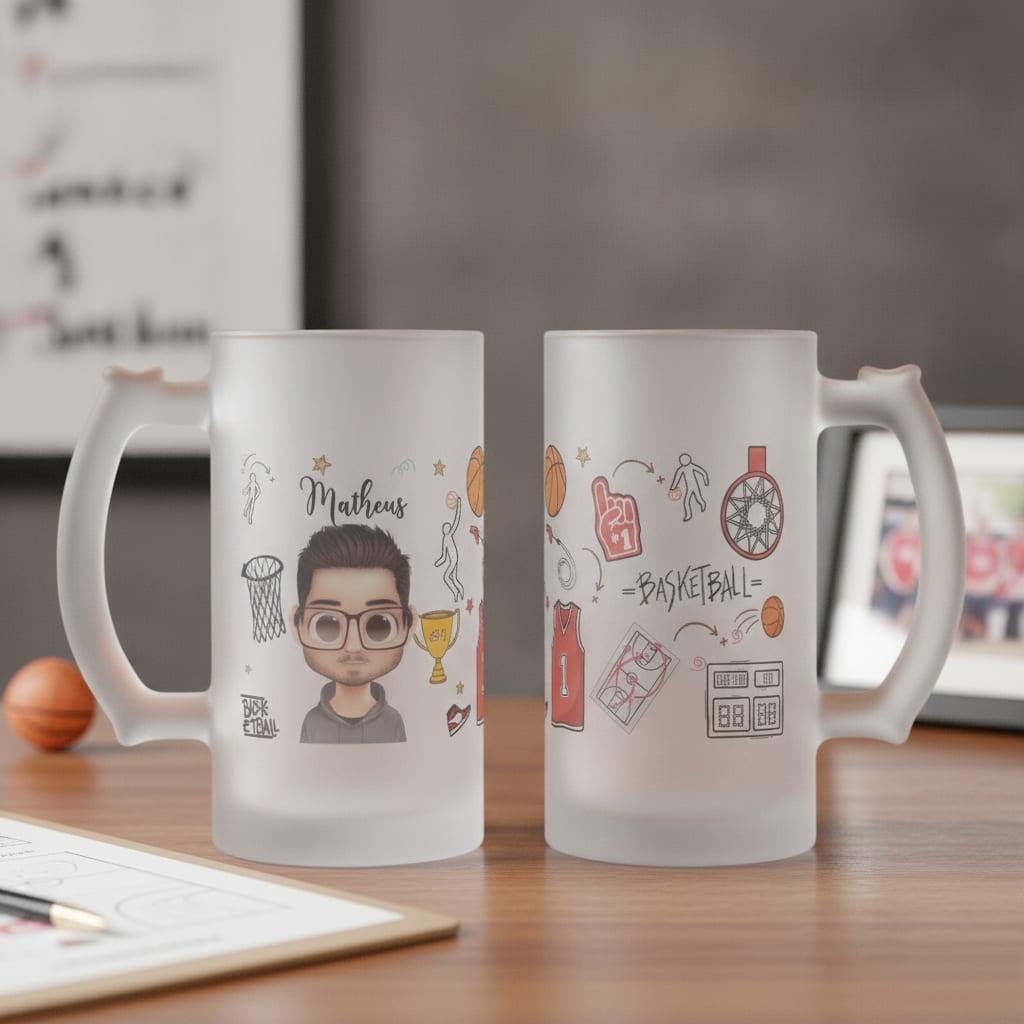 Copo Cerveja Chopp Personalizado para Treinador de Basquete - Profissões (Técnico de Basquete)