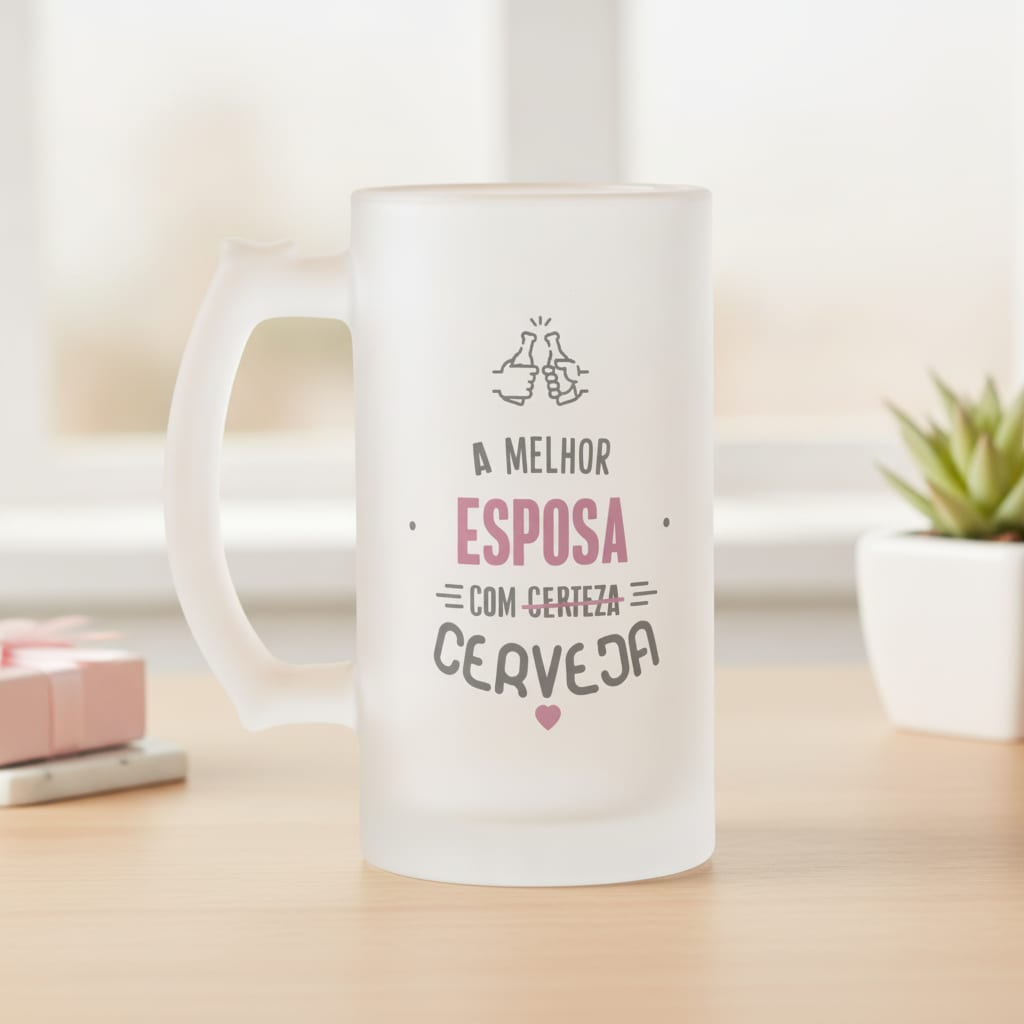 Copo Cerveja Chopp Presente Criativo Melhor Esposa - Família (Casal)